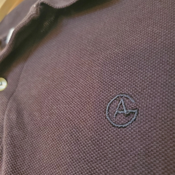 Vintage Armani Collezioni Size M Dark Brown Long Sleeve Polo Shirt - Picture 4 of 7